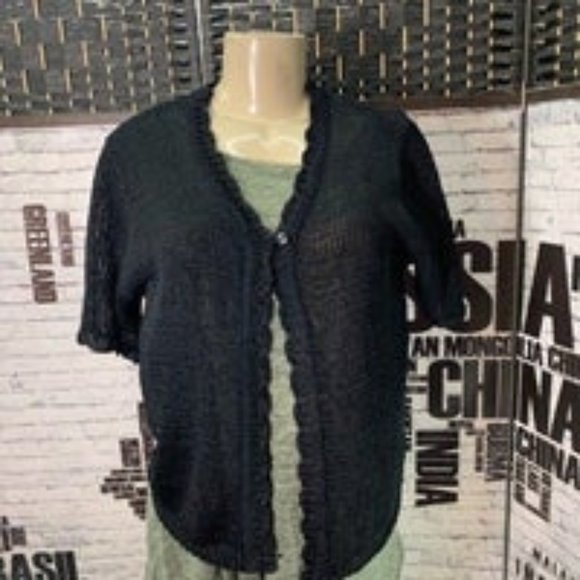 Tops - Sag Harbor S Black Open Weave Shrug